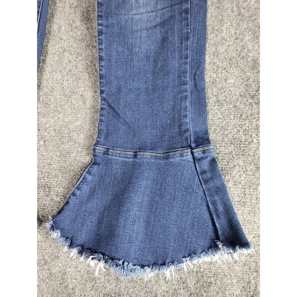 Judy Blue Flare Jeans Frayed Hem Crop Flare‎ Fit Dark Wash Denim Women Sz 5/27 - Picture 5 of 12